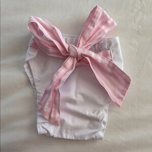 The Beaufort Bonnet Company Pink Striped Bow Diaper Cover